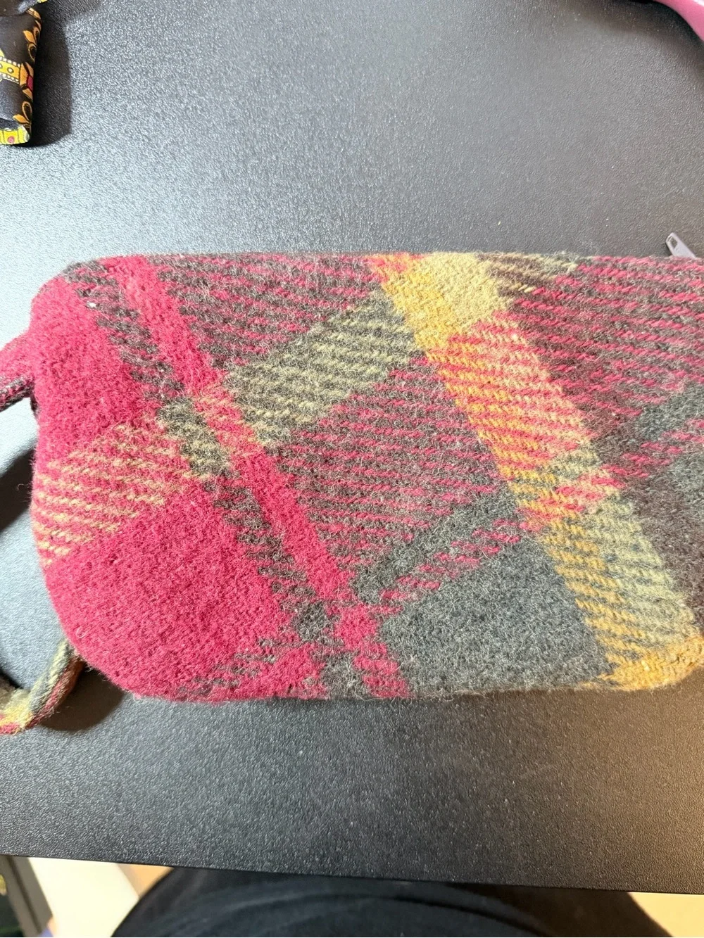 Gabby Girl Bags Handcrafted Red Plaid Wool Wristlet Pouch Zipper Clutch